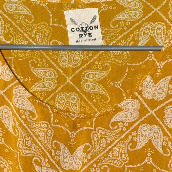 Yellow Patterned Women's Blouse - Picture 4 of 5